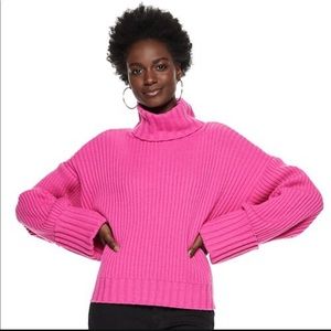 Hot Pink Turtleneck Sweater 